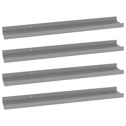 vidaXL Étagères murales 4 pcs Gris 60x9x3 cm