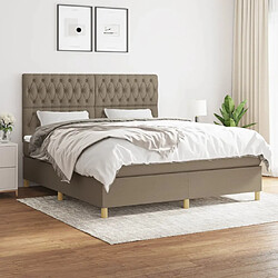 vidaXL Sommier à lattes de lit avec matelas Taupe 180x200 cm Tissu