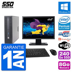 PC HP 600 G2 SFF Ecran 22" Intel Pentium G4400 RAM 8Go SSD 240Go Windows 10 Wifi · Occasion 