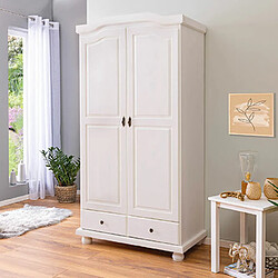 Paris Prix Armoire 2 Portes & 2 Tiroirs Cama 198cm Blanc