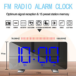 Radio-réveil FM à écran LED Numérique Portable De 6 Pouces Pour Bureau à Domicile Noir Bleu