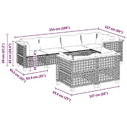 vidaXL Salon de jardin avec coussins 7 pcs gris résine tressée pas cher