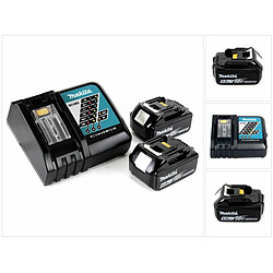 Makita Power Source Kit Li 18V: 2x Batteries BL1860B Akku 6,0Ah + Chargeur DC18RC ( 199480-6 )