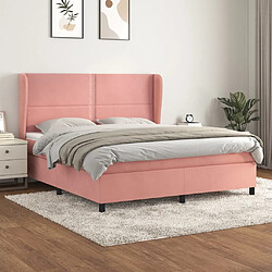 vidaXL Sommier à lattes de lit avec matelas Rose 160x200 cm Velours