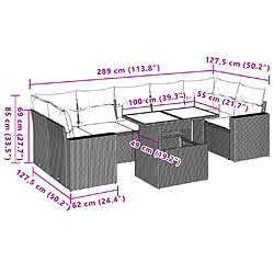 vidaXL Salon de jardin 8 pcs avec coussins noir résine tressée pas cher