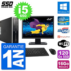 PC HP 8100 SFF Ecran 22" Intel Core i5-650 RAM 16Go SSD 120Go Windows 10 Wifi · Occasion 