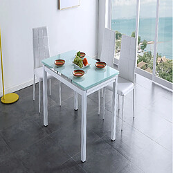 Pegane Table à manger extensible rectangulaire coloris blanc - Longueur 110 - 170 x Profondeur 70 x Hauteur 75 cm