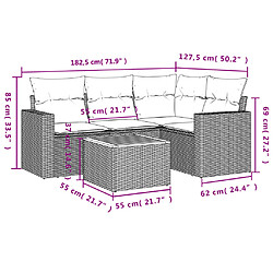 Avis vidaXL Salon de jardin avec coussins 5 pcs beige résine tressée