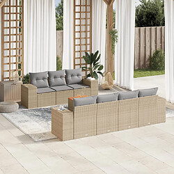 vidaXL Salon de jardin avec coussins 8 pcs beige résine tressée 