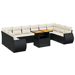 vidaXL Salon de jardin 11 pcs avec coussins noir résine tressée