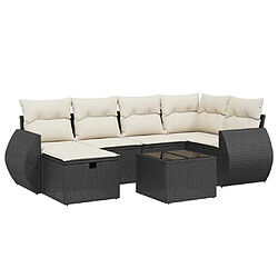 Maison Chic Ensemble Tables et chaises d'extérieur 7pcs avec coussins,Salon de jardin noir résine tressée -GKD129710