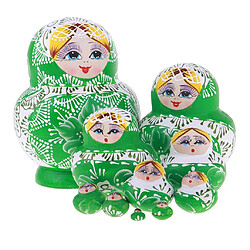 adorables filles en bois poupées russes nidification babushka matryoshka jouets vert