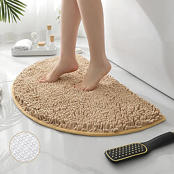 LUUCOZK Tapis de bain antidérapants absorbants à séchage rapide pour salle de bain - Fond en TPR beige-Demi-cercle 50X80CM 