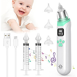 YESKAMO Aspirateur Nasal Électrique pour Bébé, 2 en 1 Aspirateur Nasal Multifiction pour Nouveau-nés, avec 3 Niveaux d'Aspiration, 3 Embouts en Silicone, Niveau d'Aspiration Réglable Anti-Reflux, Musique, Lumière 