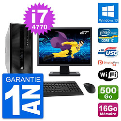 PC Tour HP 800 G1 Ecran 27" Intel i7-4770 RAM 16Go Disque 500Go Windows 10 Wifi · Occasion 