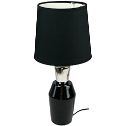 Corep Lampe a poser ceramique tissu noir et argent Luminaire chevet LED chambre salon