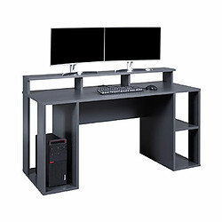 Mes Bureau gamer avec réhausse 160x91x67 cm gris