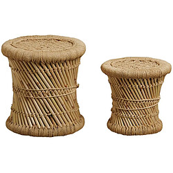 Aubry Gaspard Tabourets en roseau (Lot de 2) motif naturel.