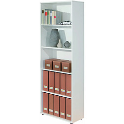 Pegane Etagère 5 Niveaux en melamine Blanc, Dim : L60 x P30 x H180 cm