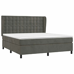 Avis Maison Chic Lit Adulte - Lit simple Lit à sommier tapissier et matelas moelleux - Meuble de Chambre - Gris foncé 160x200cm Velours -MN64676