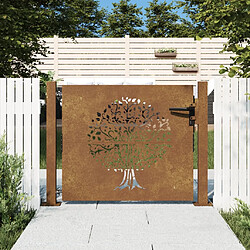 vidaXL Portail de jardin 105x80 cm acier corten conception de l'arbre 