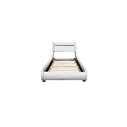 Literie Julien Lit ava pour matelas 120x190-Sommier+Tête de Lit eclairage LED Incurve Couleur BLANC+Pieds en 5cm pour matelas-13 Lattes