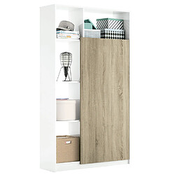 Pegane Armoire / meuble de rangement coloris blanc brillant / cambrian - Hauteur 180 x Longueur 100 x Profondeur 35 cm