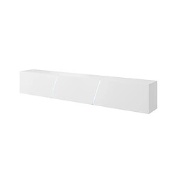 3XELIVING Meuble TV suspendu moderne et tendance Aczi blanc / blanc brillant 240cm LED