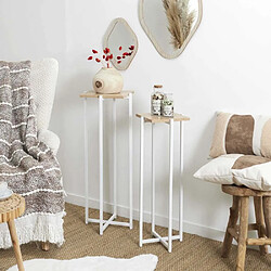 The Home Deco Factory Ensemble de 2 sellettes en métal et bois Loka blanc.