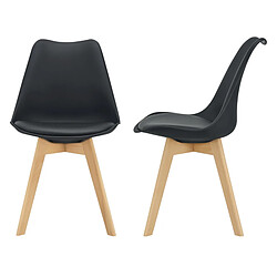 Helloshop26 Lot de 2 chaises siège de salle à manger cuisine plastique similicuir hêtre 81 cm noir 03_0002772