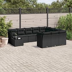 Maison Chic Salon de jardin 11 pcs avec coussins, Ensemble Tables et chaises d'extérieur noir résine tressée -GKD445736