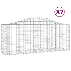 vidaXL Paniers à gabions arqués 7 pcs 200x50x80/100 cm Fer galvanisé