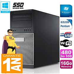 PC Tour DELL 9020 Intel G3220 Ram 16Go Disque 480 Go SSD Graveur DVD Wifi W7 · Occasion 