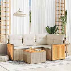 Maison Chic Salon de jardin avec coussins 5 pcs, Ensemble Tables et chaises de jardin,, Ensemble Tables et chaises de jardin, beige résine tressée -GKD776022