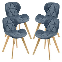 Lot de 4 Chaises Älmhult Similicuir 81 x 57 x 49 cm Bleu [en.casa]