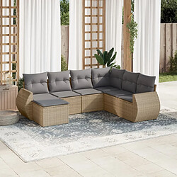 vidaXL Salon de jardin avec coussins 7 pcs beige résine tressée 