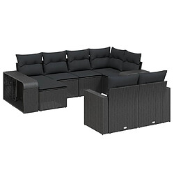 Maison Chic Salon de jardin 10 pcs avec coussins, Ensemble Tables et chaises d'extérieur noir résine tressée -GKD888184