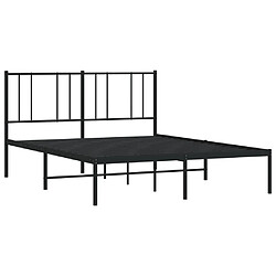 Maison Chic Lit adulte - Cadre de lit métal avec tête de lit,Structure du lit Contemporain pour chambre noir 135x190 cm -MN20022 pas cher