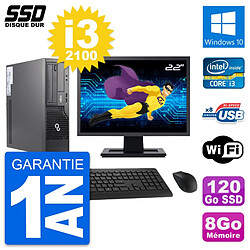 PC Fujitsu E500 E85+ DT Ecran 22" i3-2100 RAM 8Go SSD 120Go Windows 10 Wifi · Occasion 