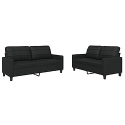 vidaXL Ensemble de canapés 2 pcs avec coussins Noir Similicuir