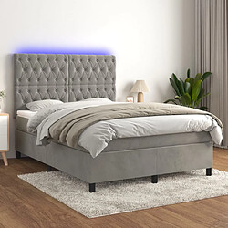 vidaXL Sommier à lattes de lit matelas et LED Gris clair 140x190 cm 