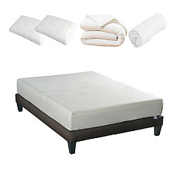 Olympe Literie Pack Sensitive Pack Prêt à dormir SENSITIVE 140x200 cm | Matelas Mémoire de forme + Sommier + Accessoires