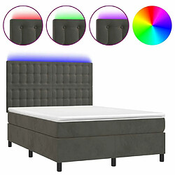 Sommier à lattes,Cadre à lattes de lit pour Adulte matelas et LED Gris foncé 140x190 cm -MN90358