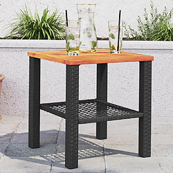 Maison Chic Table de jardin | Table d'extérieur noir 40x40x42 cm résine tressée et bois acacia -GKD88745