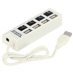 Wewoo HUB USB 2.0 haute vitesse blanc à 4 ports avec commutateur et 4 LED, Plug and Play