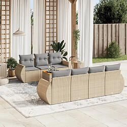 vidaXL Salon de jardin avec coussins 8 pcs beige résine tressée