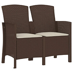 Maison Chic Banc de jardin 2 places | Banquette de jardin | Chaise Relax avec coussins Rotin PP Marron -MN14810