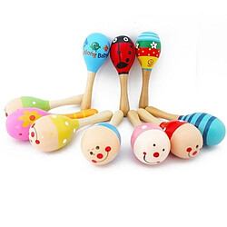 Totalcadeau Maracas en bois à motif jeu Montessori