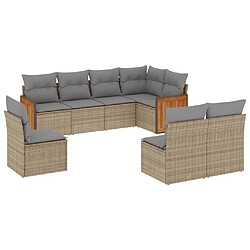 vidaXL Salon de jardin avec coussins 8 pcs beige résine tressée