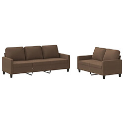 vidaXL Ensemble de canapés 2 pcs avec coussins Marron Tissu